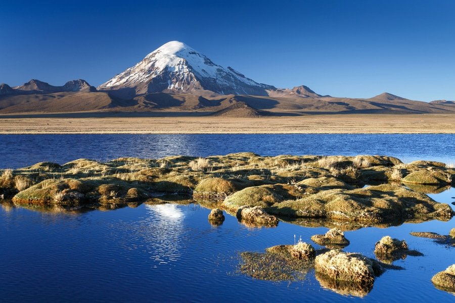 The highest point is the Nevado Sajama at 21,463 feet.