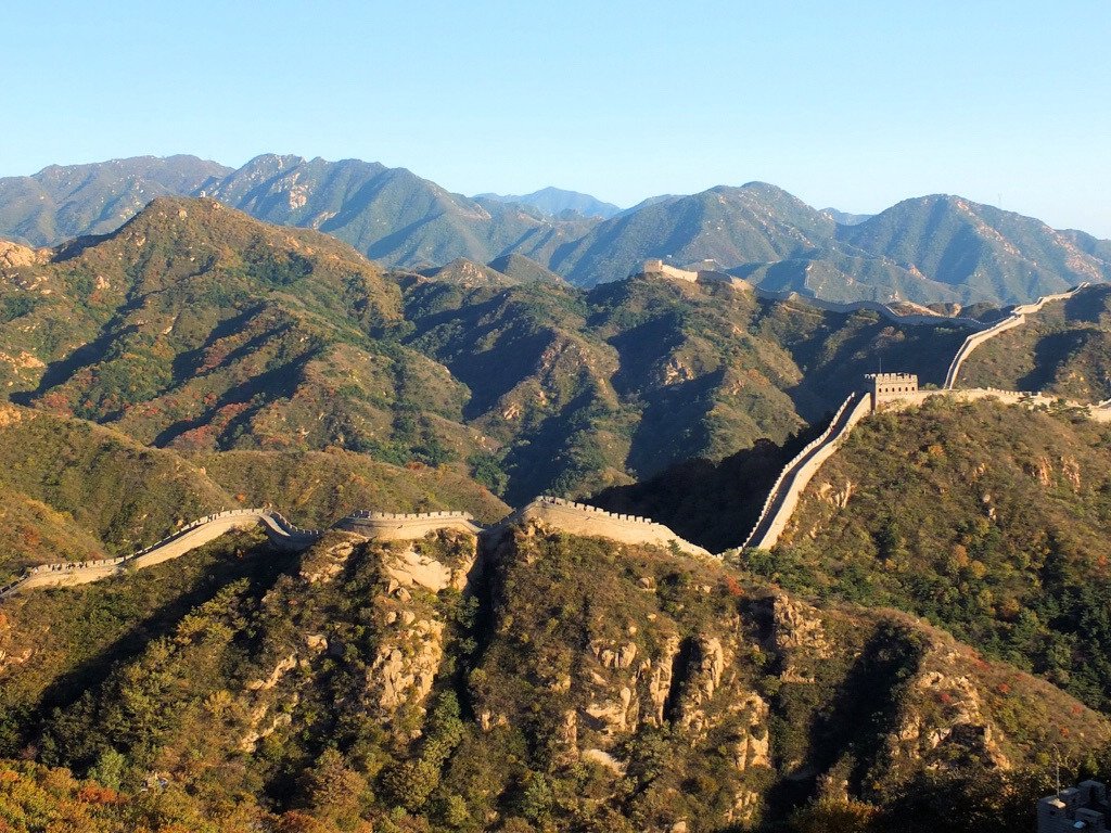 The highest point of the Great Wall of China is on Heita Mountain