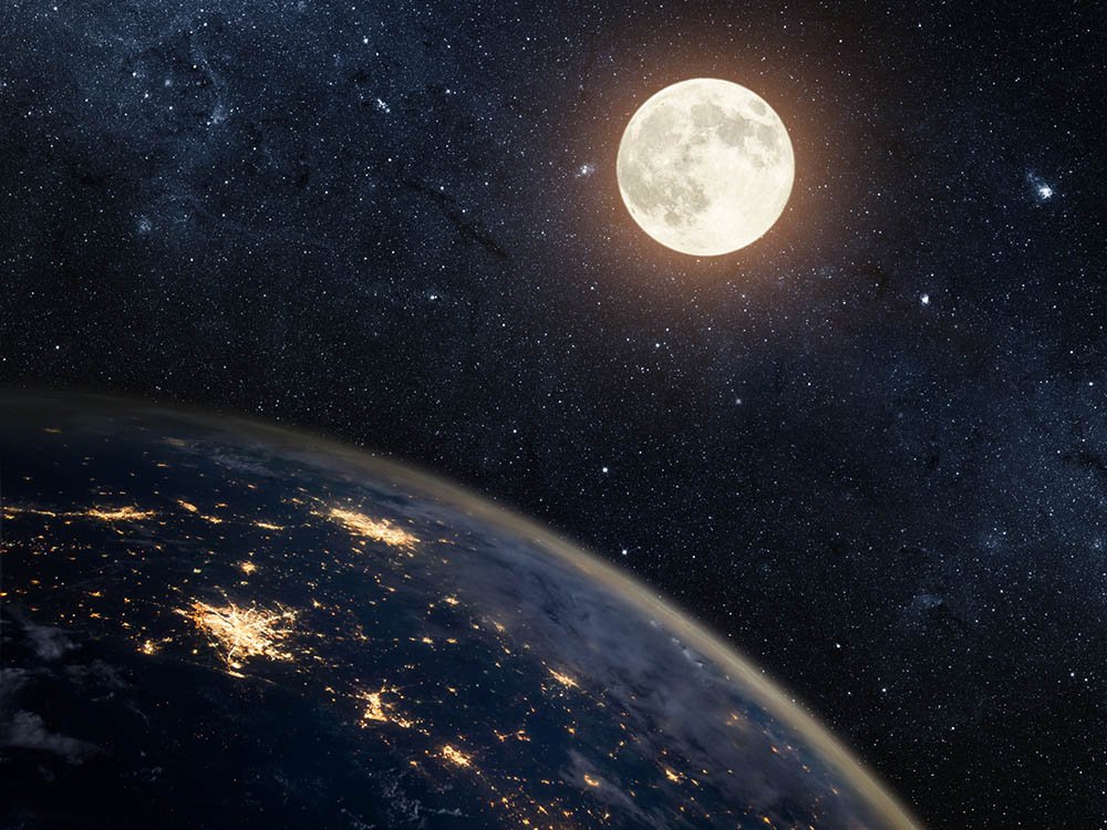 The moon travels at a speed of 3,683km/hr around the earth.
