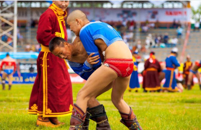 The most popular Mongolian sport is bokh or wrestling.
