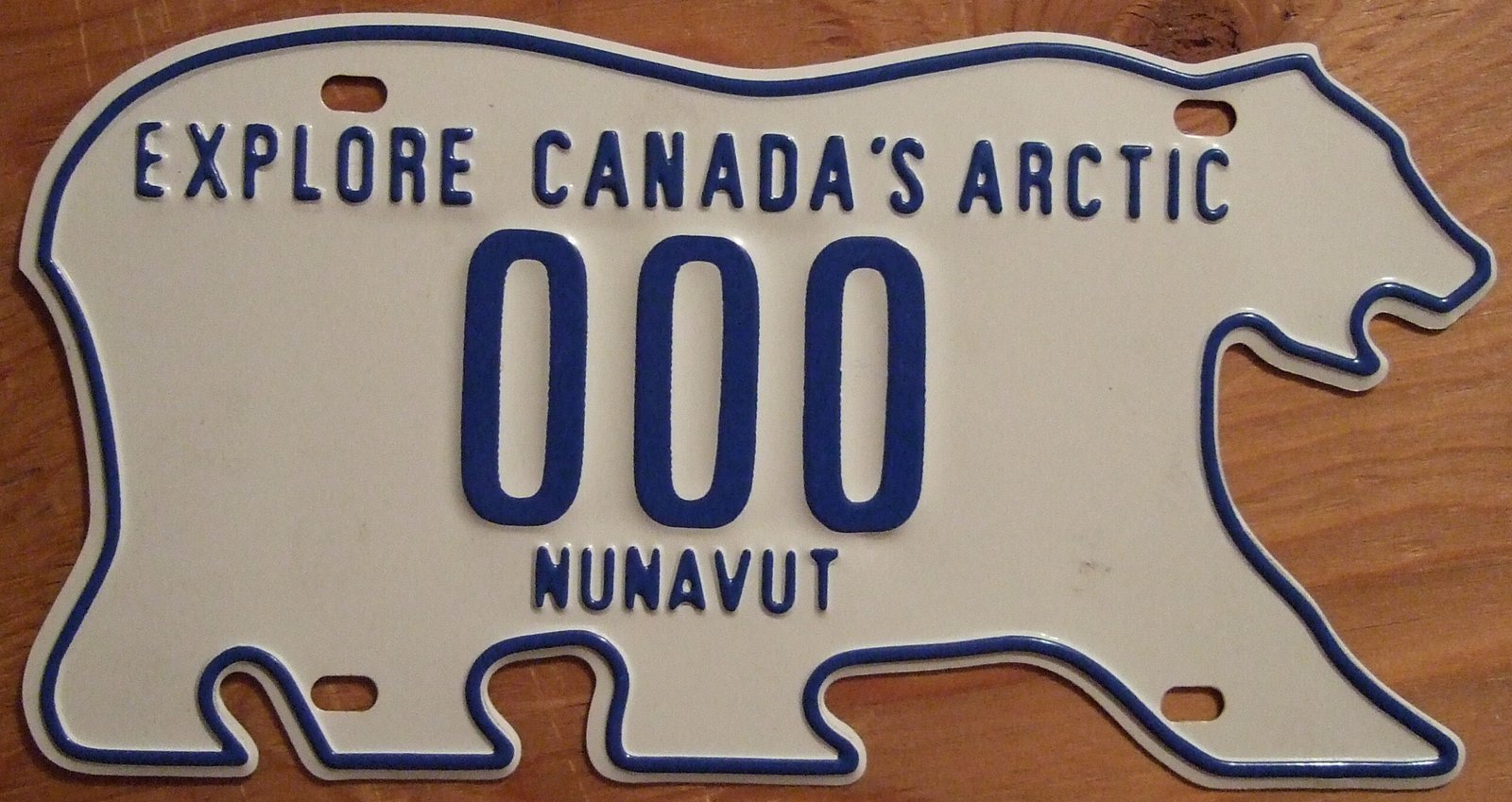 Canadian Northwest Territories License plates are shaped like polar bears.