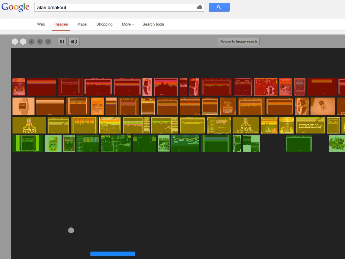 Search “atari breakout” in Google Images and you can play the game. Try it now.