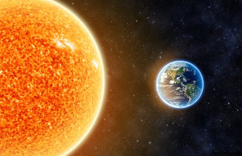 The diameter of Sun is about 110 times wider than Earth’s.